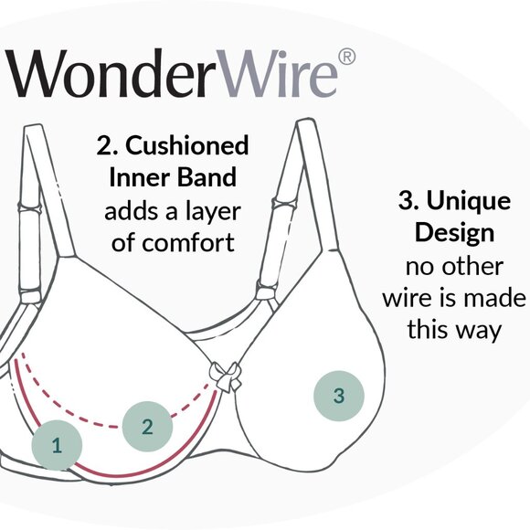 Glamorise 46F Satin Lace Underwire Bra Blue Wonderwire Elegance Side-Bones 46F - Picture 14 of 16